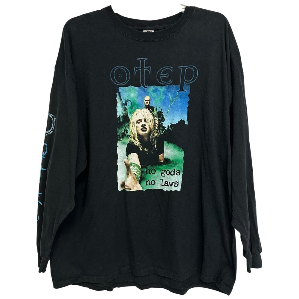 Vintage Y2K Otep No Gods No Laws Shirt Black Long Sleeve Band Tee Men's Size 3XL